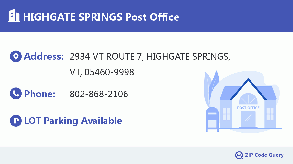 Post Office:HIGHGATE SPRINGS